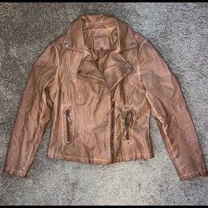 Max Studio brown faux leather jacket size medium
